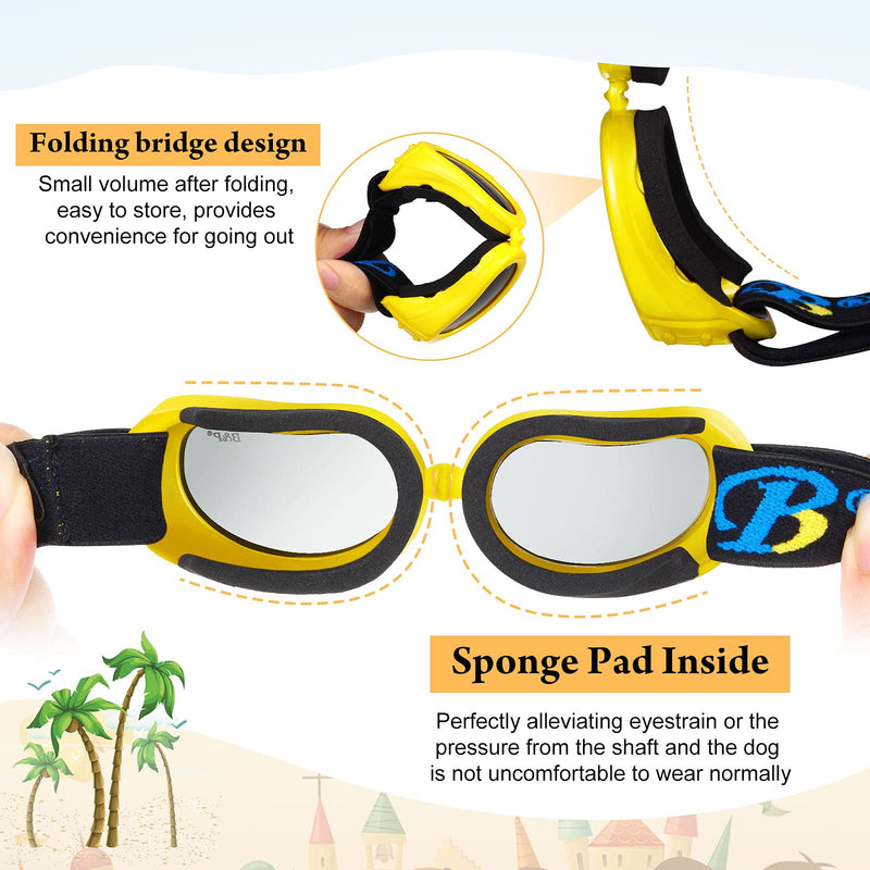 4 Pieces Small Dog Goggles Sun Protection Dog Glasses Adorable Pet Sunglasses Eye Wear with Adjustable Strap Waterproof Windproof for Doggy Puppy Cat (Black, Pink, Blue, Yellow) Black, Pink, Blue, Yellow - PawsPlanet Australia