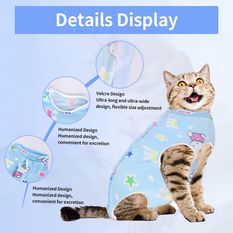 NiCola Cats Professional Recovery Suit for Abdominal Wounds or Skin Diseases, E-Collar Alternative for Cats, Wear After Surgery, Kitten Physiological Clothing (Blue, L) blue - PawsPlanet Australia