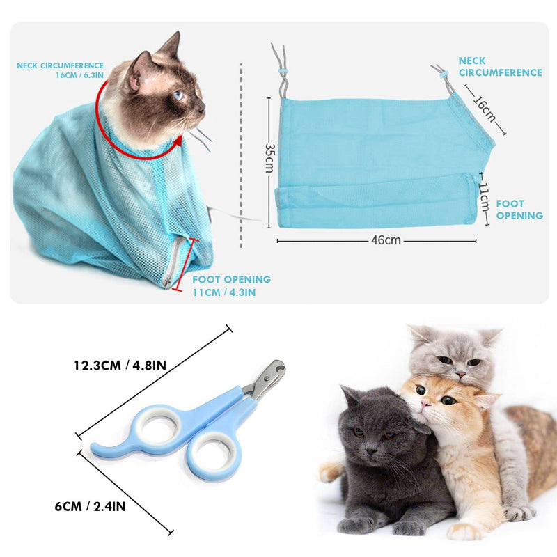 QEEQPF 1 Set Pet Nail Scissors & Cat Grooming Bag, Mesh Bag for Bathing Nail Scissors Cleaning and Treatment, Professional Cat Scissors Small Animal Puppy Nail Scissors (Blue) - PawsPlanet Australia