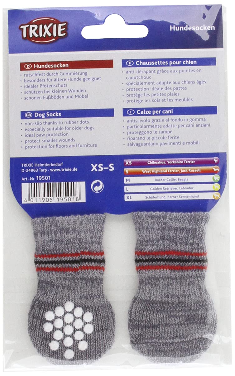 Trixie Anti-Slip Dog Socks, XS-S, Grey XS-Small - PawsPlanet Australia