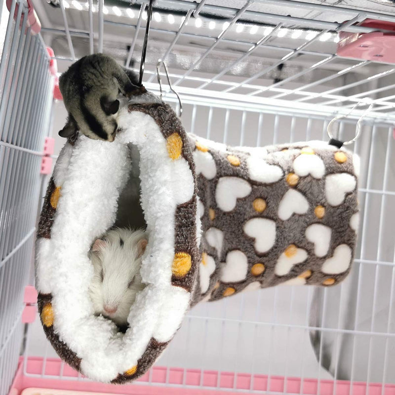 LEFTSTARER Guinea Pig Accessories Sugar Glider Cage Accessories Hamster Rat Toys Ferret Hammock Hanging Tunnel for Small Animals （Heart-Brown） Brown - PawsPlanet Australia