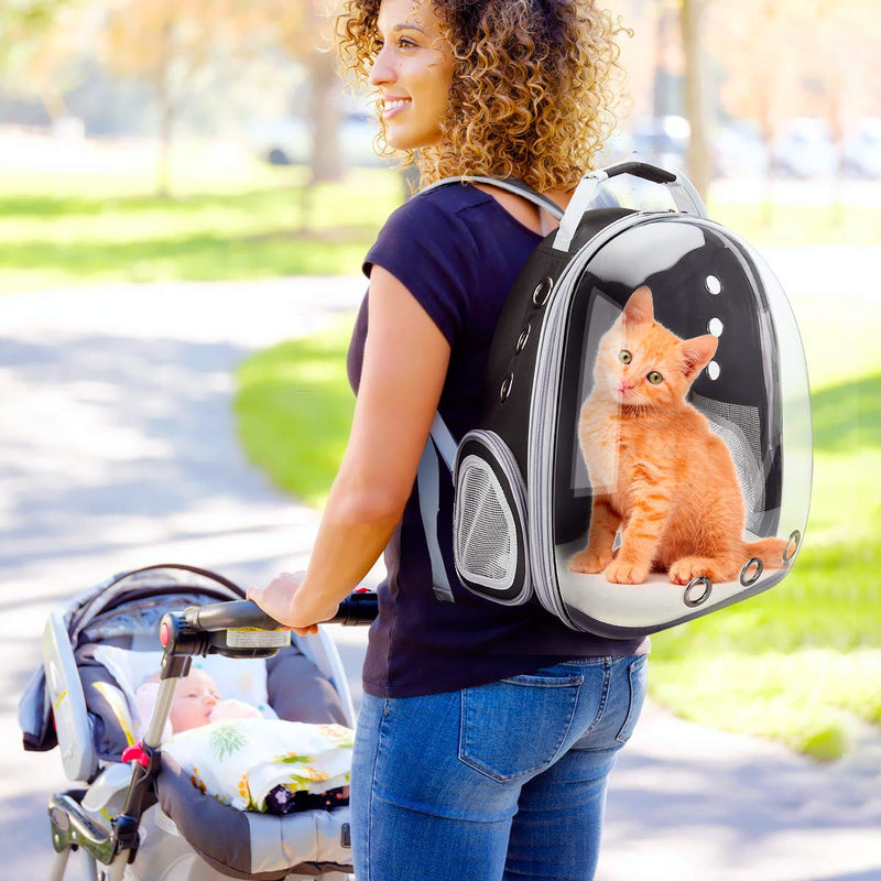 Zwini Pet Carrier Backpack Space Capsule Pet Carrier Shoulders Bag Portable Double Zipper Adjustable Padded Mesh Shoulder Straps Breathable Transparent with Ventilation Holes for Cat Dog Puppy - PawsPlanet Australia