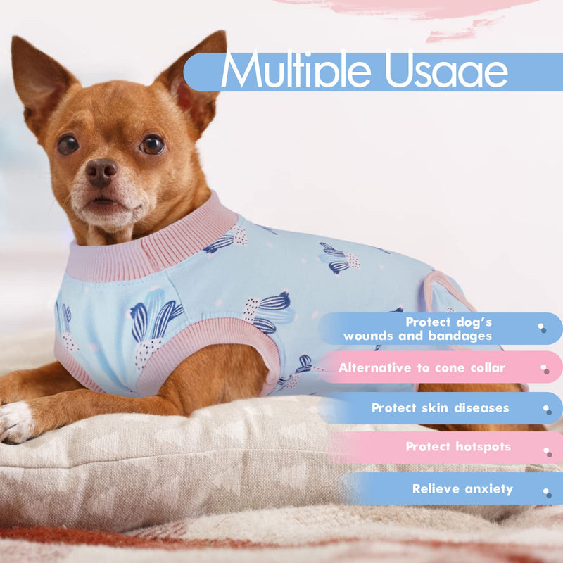 Recovery Suit for Dogs Cats After Surgery, Recovery Shirt for Male Female Dog Abdominal Wounds Bandages Cone E-Collar Alternative, Anti-Licking Pet Surgical Recovery Snuggly Suit, Soft Fabric Onesie XS Blue - PawsPlanet Australia