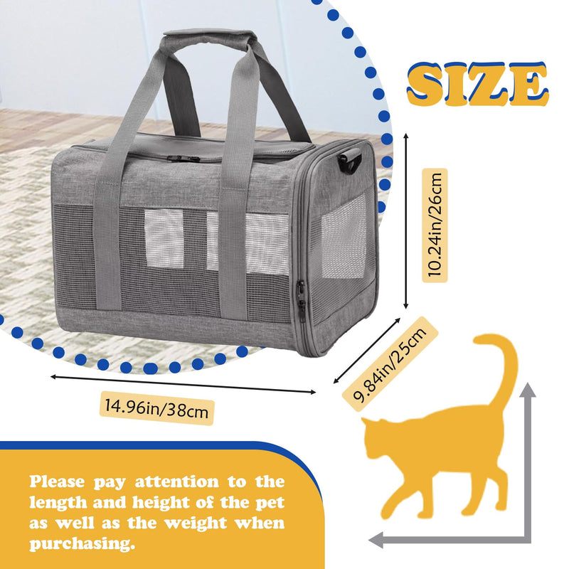 MUYG Travel Carrier for Cats,Cat Soft-Sided Carriers Collapsible Ventilated Breathable Puppy Carrier for Small Dogs Airline Approved Cats Carrier for Small Medium Cat Dog Puppies Under to 15 Lb(Grey) - PawsPlanet Australia