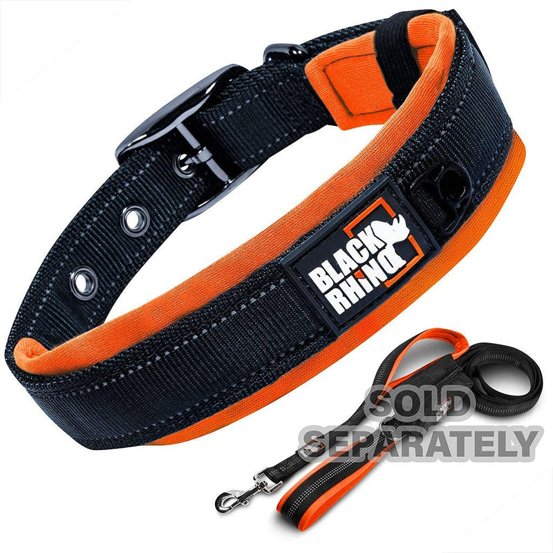 Black Rhino - The Comfort Collar Ultra Soft Neoprene Padded Dog Collar for All Breeds - Heavy Duty Adjustable Reflective Weatherproof (XLarge, Orange/Bl) Xlarge - PawsPlanet Australia