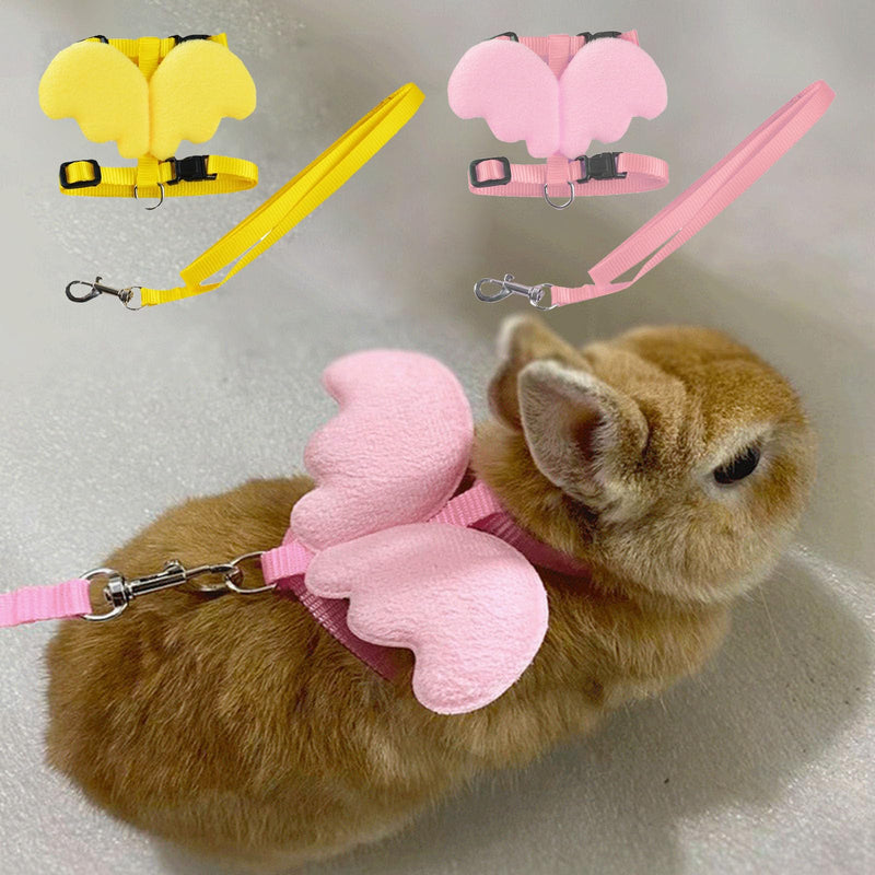 Rabbit Harness Cat Harness Vest, Rabbit Leash, Pack of 2 Rabbit Harness and Leash Adjustable Rabbit Leash, Rabbit Leash, Rabbit Harness Dwarf Rabbit, Rabbit Harness (Yellow + Pink) - PawsPlanet Australia