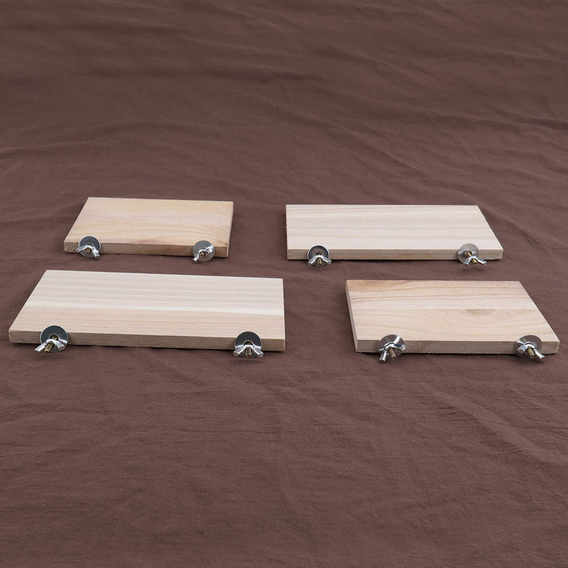 YINETTECH 4pcs Pet Hamster Chinchilla Wooden Rectangular Platform with Screw Nut Washer Small Animal Toy - PawsPlanet Australia