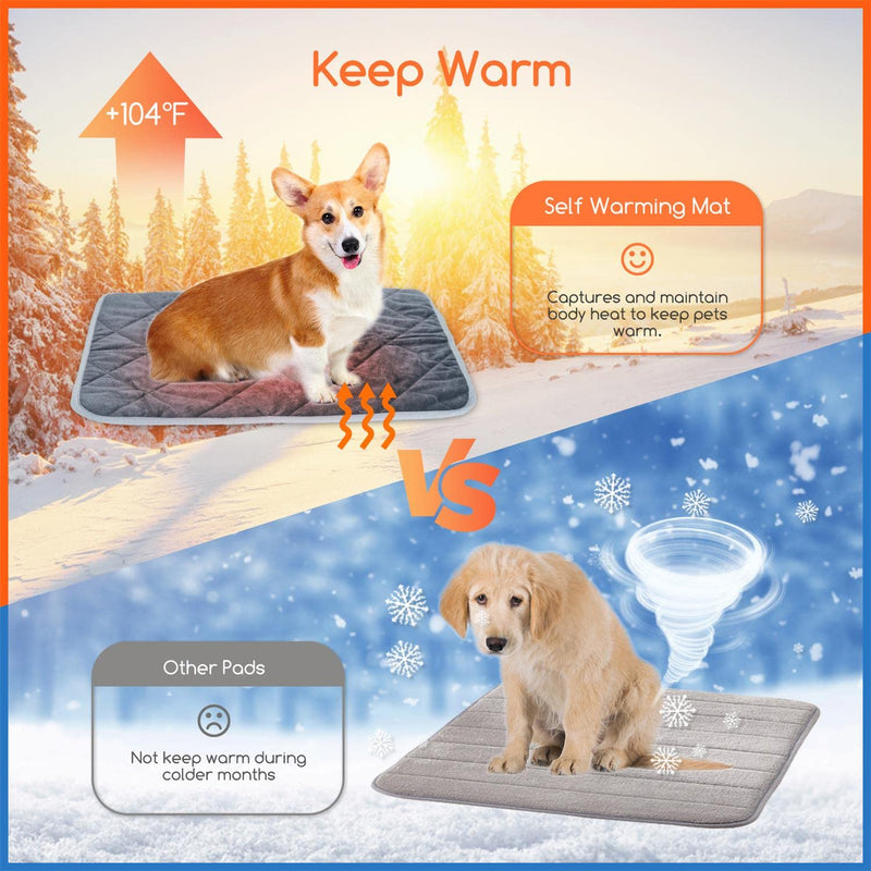 Nobleza Self Heating Cat Pad, Extra Warm Thermal Dog Crate Pad for Indoor Outdoor Pets, Washable Anti-Slip Kennel Mat for Large Medium Small Dogs and Cats 24" × 18" - PawsPlanet Australia