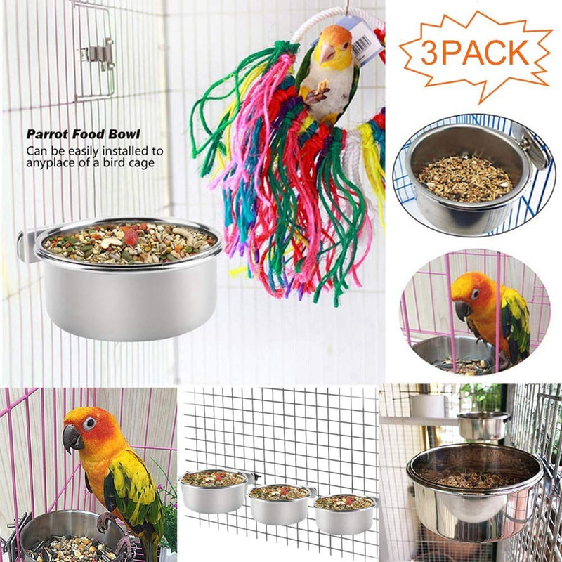 PINVNBY Parrot Food Water Bowls Bird Feeding Dish Cups Budgie Feeder with Clamp Stainless Steel Canaries Perches for Macaw Conure Lovebird Finch Small Animal 5 Pack - PawsPlanet Australia