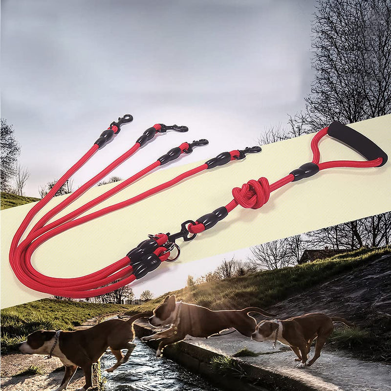 Dog leashes, 3-in-1 dog leash, with adjustable removable clutch, dog chain leash, anti-pull pet dog lead leash chain for one, two, three dogs, pet walking, hiking - PawsPlanet Australia