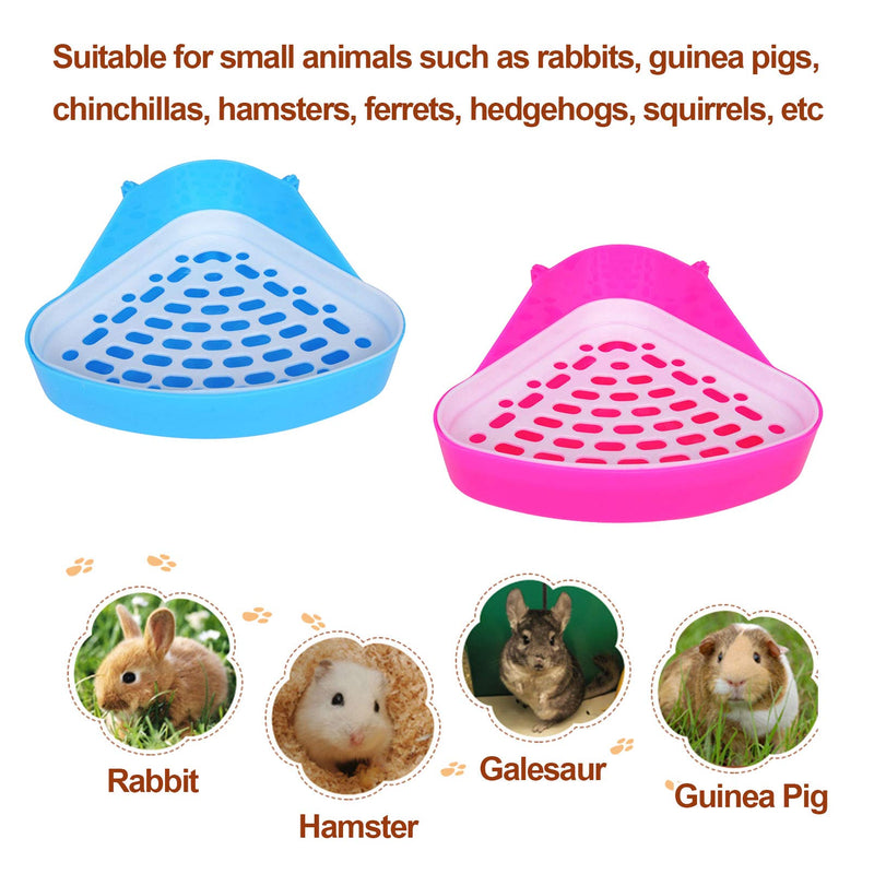 kathson Triangle Potty Trainer Corner Bunny Toilet Guinea Pig Litter Bedding Plastic Box Pet Pan for Rabbit Chinchilla Hamster Ferret Small Animal Blue - PawsPlanet Australia