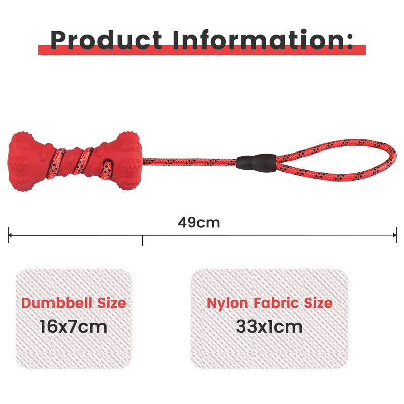 Dog Toys Indestructible Small Medium Large Dog, Robust Dental Care Toy Interactive Chew Toy Rope Durable Natural Rubber Indestructible Rope 49cm Dog Rope for Boredom, Red - PawsPlanet Australia