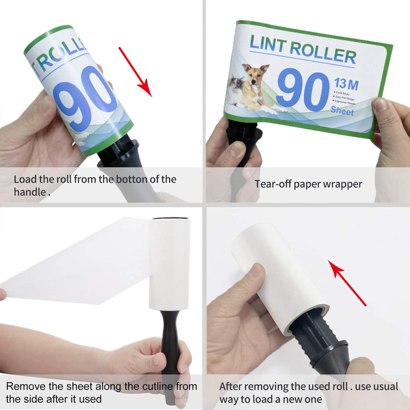 Lint roller, DHMAKER extra sticky animal hair removal, dust remover for clothes, cat hair, dog hair (4 lint rollers) - PawsPlanet Australia