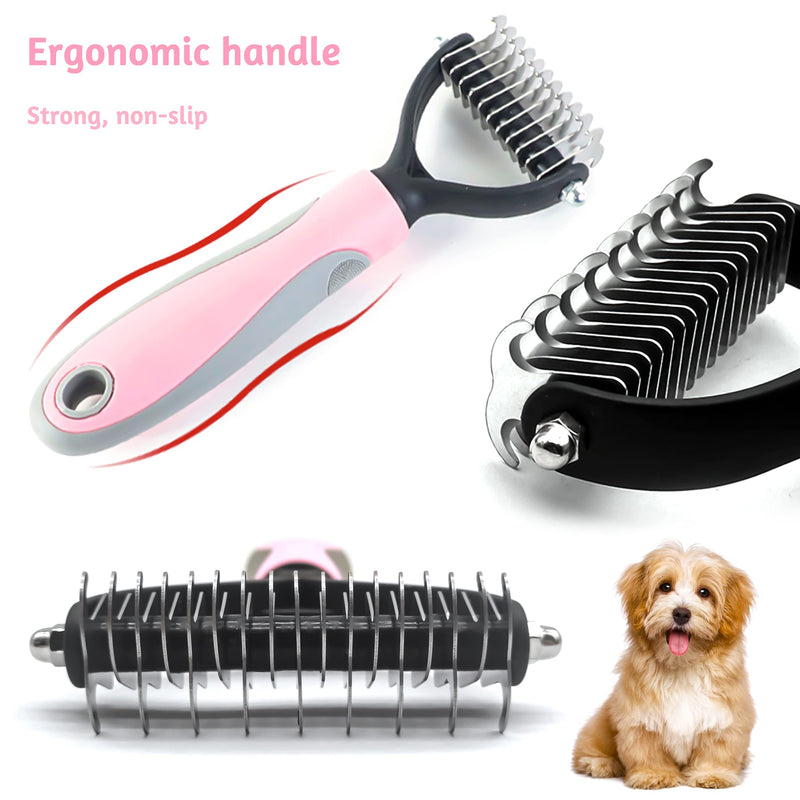 JJQHYC Undercoat Brush Dogs Cats Long Hair Grooming Tools Rake Comb Dog Brush Removes undercoat and tangles - PawsPlanet Australia