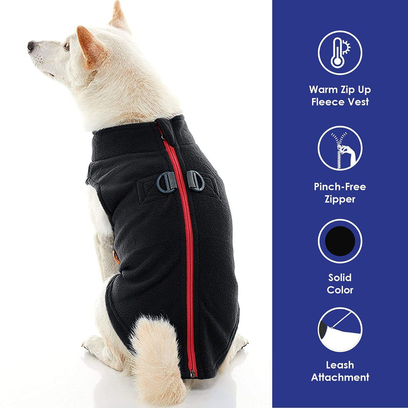 Gooby Zip Up Fleece Dog Sweater - Warm Pullover Fleece Step-in Dog Jacket Winter Small Dog Sweater - Perfect On The Go Dog Sweaters for Small Dogs to Medium Dogs for Indoor and Outdoor Use Large chest (~20") Black - PawsPlanet Australia
