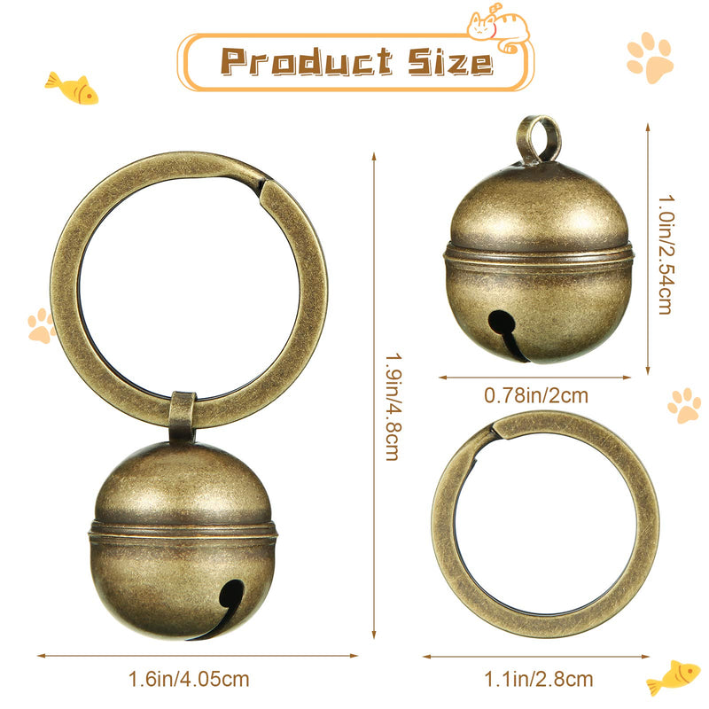8 Pieces Cat Dog Collar Bells Bronze Dog Charm Bells Brass Bells for Collar Dog Charm Bells Pet Pendant with Key Rings for Collars Necklace Saving Birds and Animals - PawsPlanet Australia