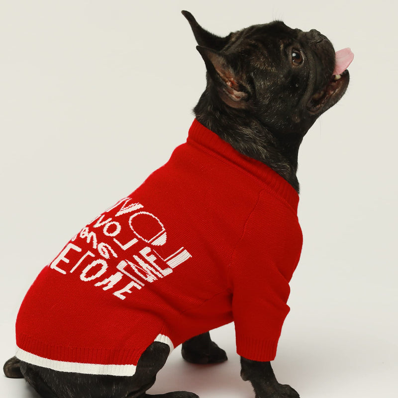 Fitwarm Dog Sweater Love Puppy Clothes Thermal Pet Coat Turtleneck Dogs Sweaters Lovable Cat Clothes Valentine’s Day Doggie Outfits Sweatshirt Red XS - PawsPlanet Australia