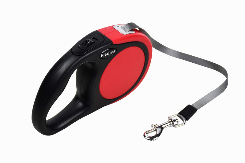 [Australia] - Fit4Less Retractable Dog Leash 16 ft Length Ideal for Small and mid Size up to 44lbs, with one Button Break and Lock. (Red) 