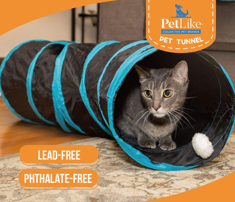 PetLike S Way Cat Tunnels Collapsible Kitty Tunnel with Ball Cat Hideaway Play Tunnel Tube Toy Cat Interactive Tunnel Toy S way and 1 way Black - PawsPlanet Australia