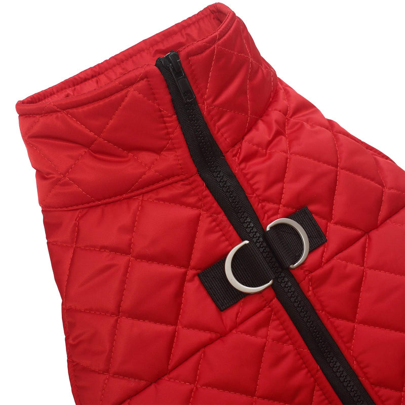 Geyecete Winter Warm Dog Coat - Dog Coat Waterproof Jacket Warm Padded Puffer Vest D-Ring Dog Jacket Coat For Small Medium Large Dog -Red-XS - PawsPlanet Australia