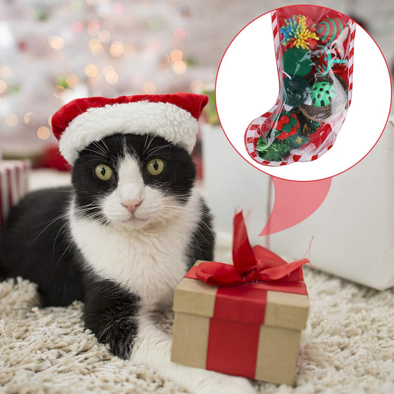 QKURT Christmas Pet Stocking, Xmas Interactive Chew Toy for Puppy Kitten - 10 Packs - PawsPlanet Australia