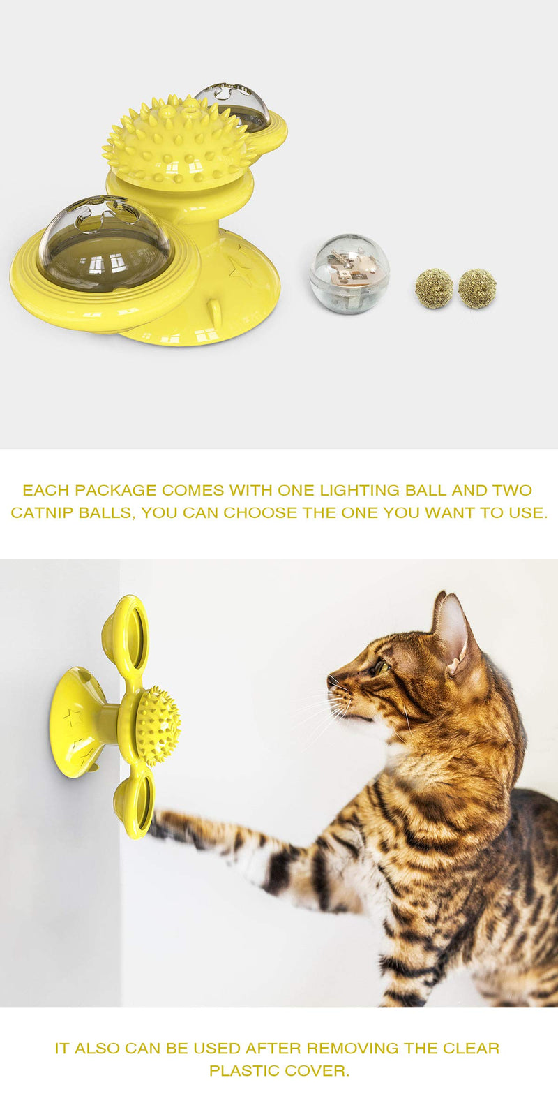 [Australia] - USWT Windmill Cat Toys, Spinning Toy with Catnip Glow Ball Scratcher 
