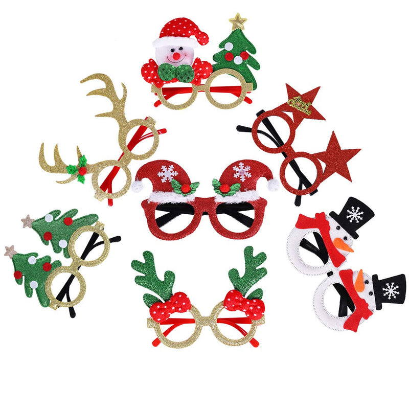 Max Fun 18Pcs Christmas Party Glasses Glitter Holiday Glasses Frames with 18 Designs for Christmas Party Favors Holiday Favors(One Size Fits All) - PawsPlanet Australia