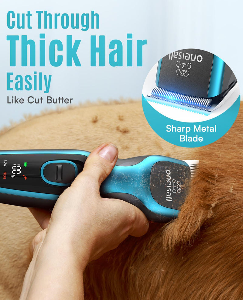 oneisall Quiet dog clipper, professional dog cat clipper, electric pet hair clipper with 7000 RPM powerful motor, suitable for thick/matted pet hair - PawsPlanet Australia