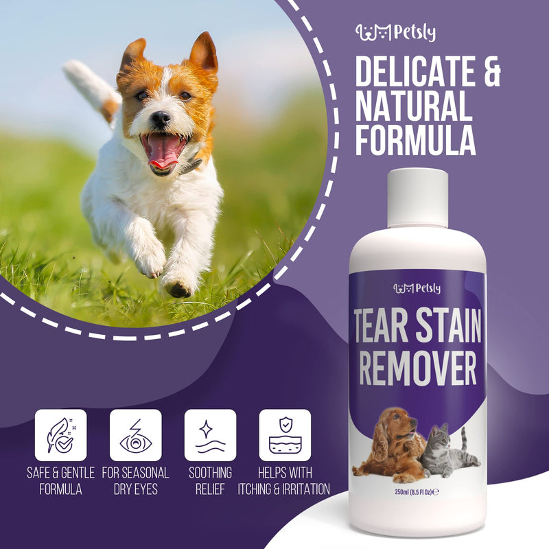 PETSLY Tear Stain Remover Dog Spray - Natural Eye Cleaner for Dogs and Cats for Gentle Eye Cleaning, Pleasant Tear Stain Remover for Dogs, Dog Eye Cleaner Dog Spray [250 ml] - PawsPlanet Australia