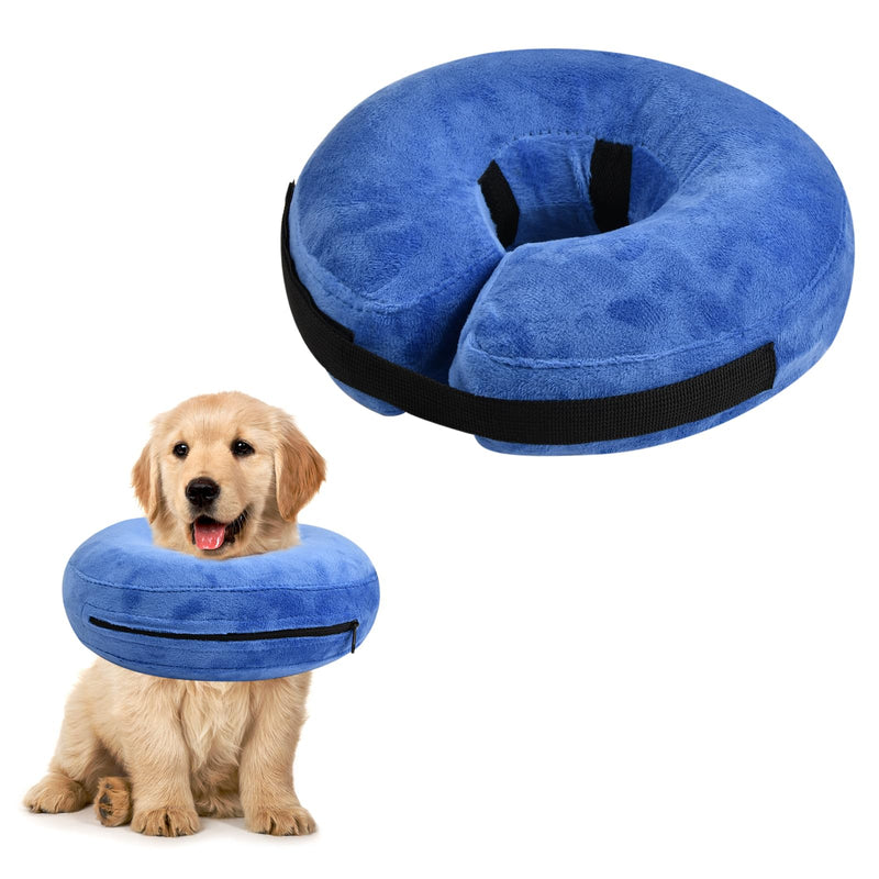 Inflatable collar for pets, dog protective collar, inflatable pet collar, soft adjustable comfortable neck collar for dogs and cats recovery after operations, anti-bite/lick (M) M - PawsPlanet Australia