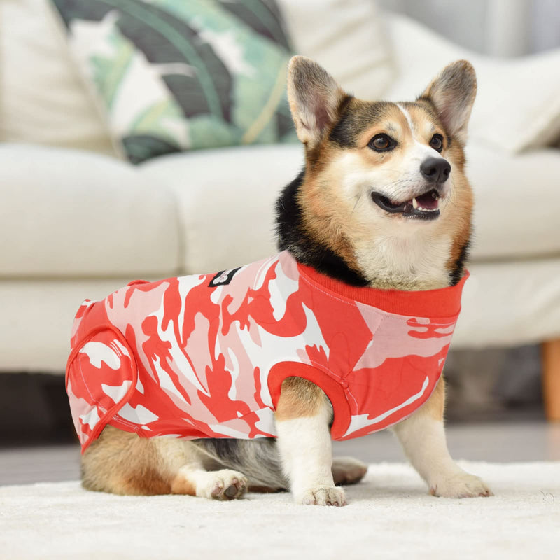 Vanansa Dog Post-Surgery Recovery Suit, Surgical Onesie for Dogs and Cats, Abdominal Wounds, E-Collar and Cone Replacement, Daily Pet Hygiene Recovery Suit XL Red/Camouflage - PawsPlanet Australia
