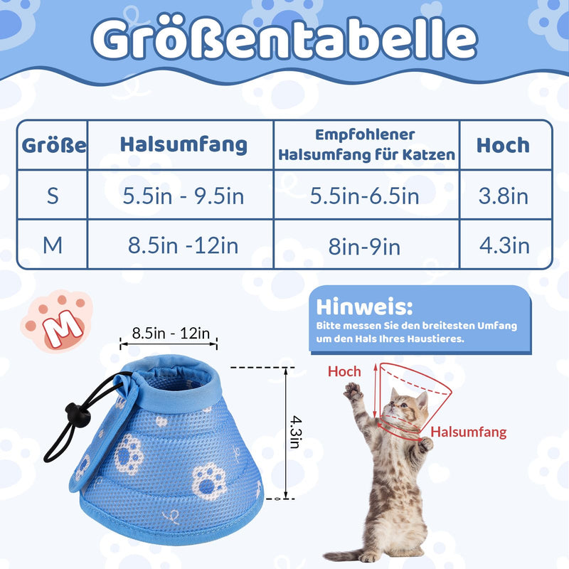 Fanshiontide Cat Neck Brace, Soft Cat Neck Brace, Adjustable Anti-Licking Anti Bite Cat Collar, Protective Collar for Cats, Puppies, Pets After Surgery and Injuries (M Blue) M - PawsPlanet Australia