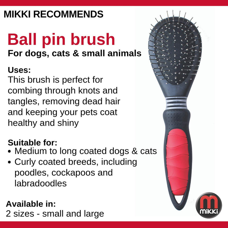 Mikki Dog, Cat Ball Pin Grooming Brush - Removes Knots, Matts and Tangles - for Medium to Large Pets - PawsPlanet Australia