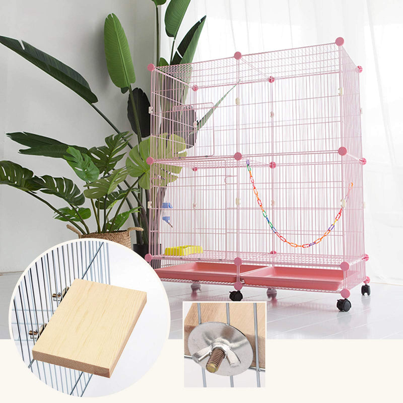 YINETTECH 4pcs Pet Hamster Chinchilla Wooden Rectangular Platform with Screw Nut Washer Small Animal Toy - PawsPlanet Australia