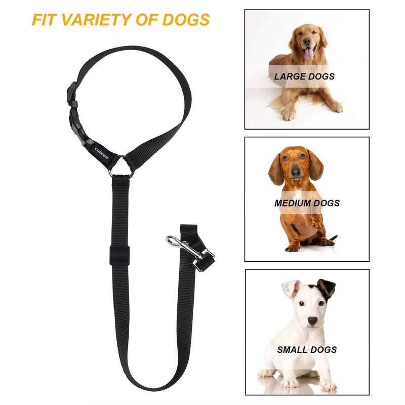 CGBOOM Universal Dog Seat Belt for Car Headrest, Multifunctional Adjustable Dog Belt Safety Harness Dog Seat Belt Suitable for Small, Medium & Large Dogs - 2 Pack (Black) - PawsPlanet Australia