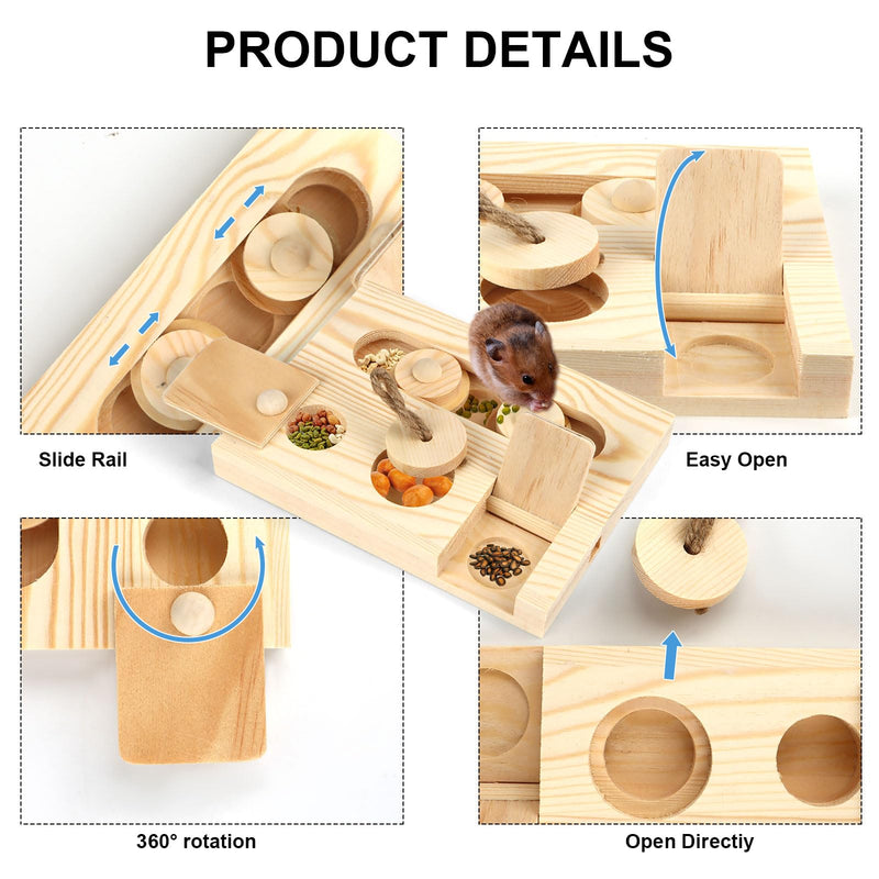 Encuryna Hamster Toy, Guinea Pig Toy, 6 in 1 Wooden Toy for Foraging, Interactive Treat Toy for Bunnies, Chinchilla Hamsters, Guinea Pigs, Gerbils - PawsPlanet Australia