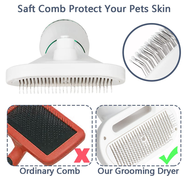 Kikuo Dog Hair Dryer, 2-in-1 Dog Hair Dryer, Pet Blower, Portable Travel Dog Grooming Hair Dryer Adjustable Heat Professional Pet Hair Cleaning Brush for Small and Medium Dogs & Cats - PawsPlanet Australia