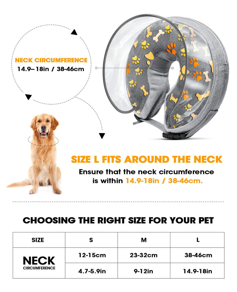 ANZOME Inflatable Neck Brace Dog and Cats After Surgery, Paw Prints Design-M M - PawsPlanet Australia