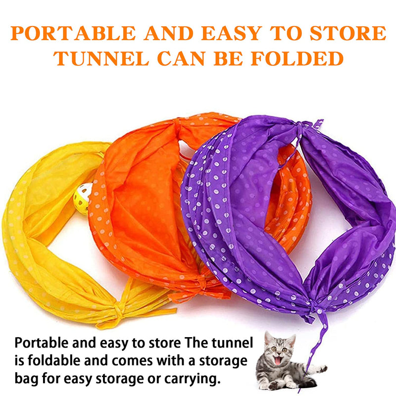 Pet Tunnel Tube Toy Orange Foldable Cat Dog Play Interactive Training Puppy Outdoor Indoor Supplies color 2 - PawsPlanet Australia