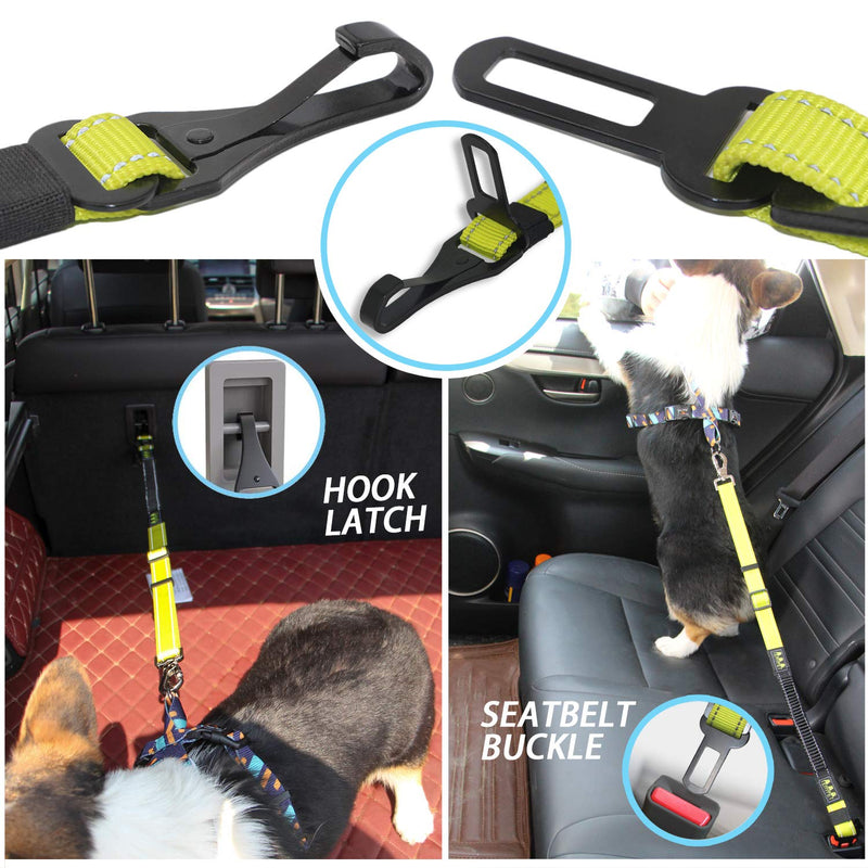 [Australia] - TEAYPET Dog car Seat Belt | Pet Safety Belt for Travel and Daily Use,Equipped with Adjustable,Durable Nylon Harness and Restraint Lockable Swivel Carabiner. Black and green 