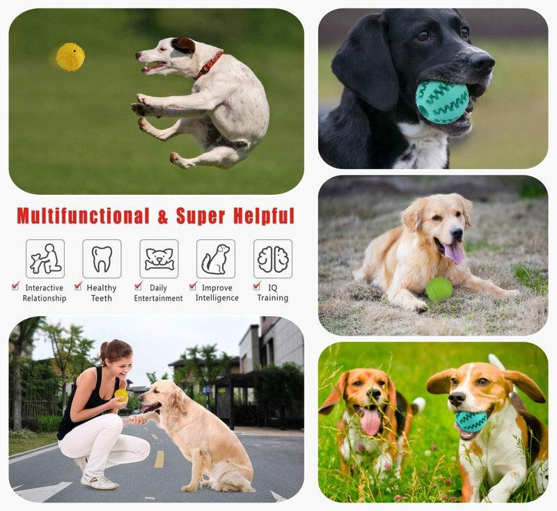 Idepet Dog Treat Ball Set of 3,Nontoxic Nature Rubber Fetch Food Squeaky Feeder Pet Toys for Small Medium Large Dogs Teeth Cleaning Chewing Training IQ Training - PawsPlanet Australia