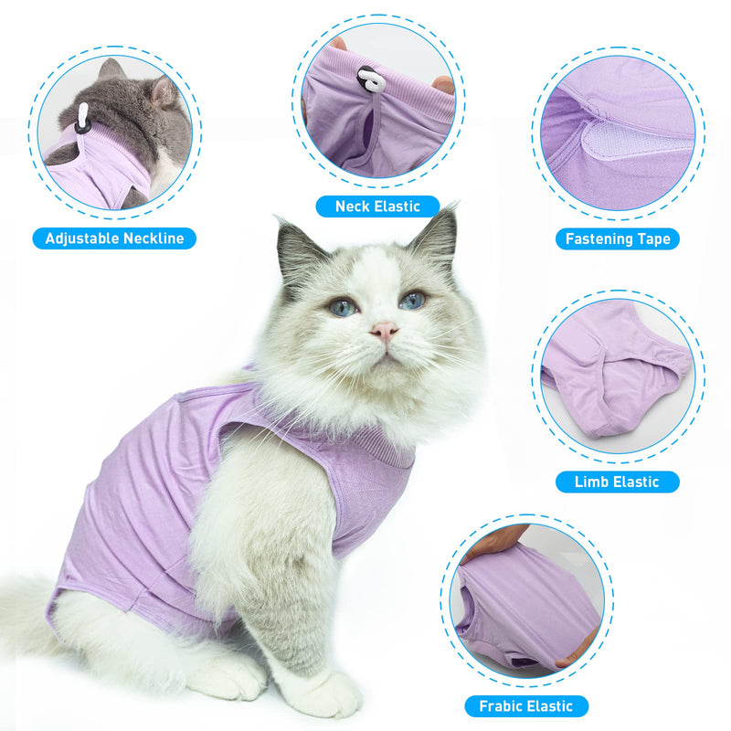 Oursunshine Cat Surgery Recovery Suit: Medical Pet Vest Onesie After Surgery Wear, Breathable Cat Surgical Bodysuit for Wound Care S Purple - PawsPlanet Australia