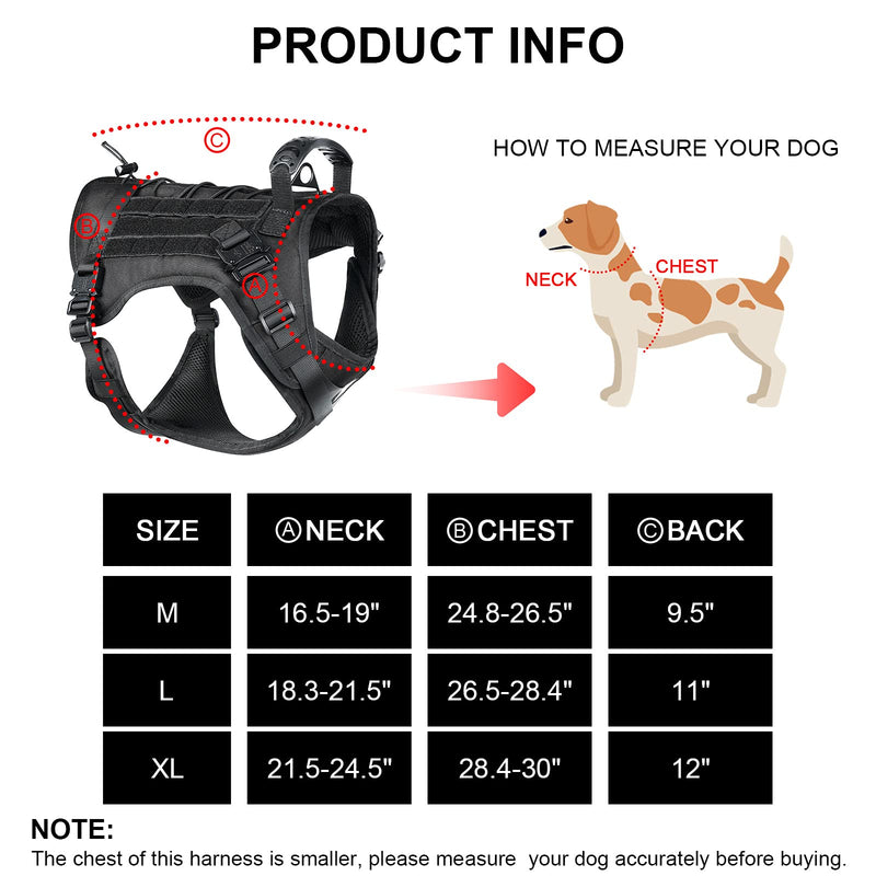 QIFBYFB Tactical Dog Harness with All 4 Metal Buckle, Working Dog Vest with Reflective Patch and Reflective Do Not Pet Patch, Dog Vest Harnesses with Handle, Black for Small,Medium, Large Dog M (Neck:16.5"- 19" ; Chest:24.8"-26.5" ) Brown - PawsPlanet Australia