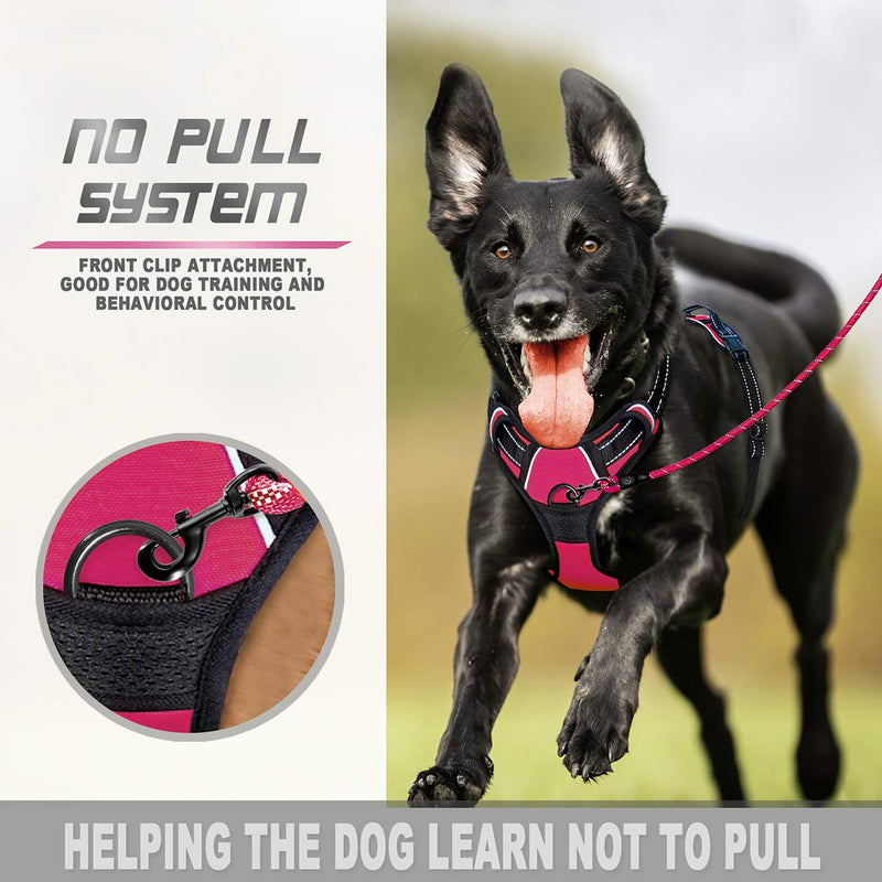 [Australia] - BARKBAY No Pull Dog Harness Front Clip Heavy Duty Reflective Easy Control Handle for Large Dog Walking Large(Chest:27-32") Pink 