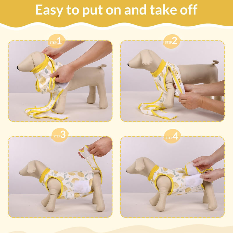KONVINIT recovery suit for dogs, dog bodysuit after surgery castration, breathable wound protection for puppies dog suit after surgery male castration, alternative neck collar/surgical funnel, yellow L yellow - PawsPlanet Australia