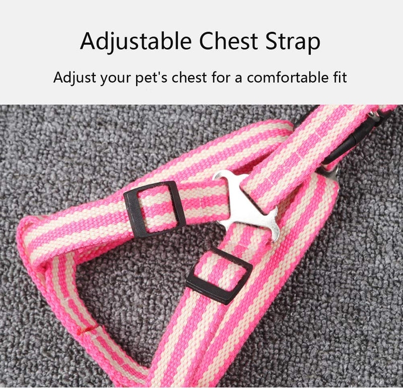 [Australia] - CHBORLESS Pet Dog Harness Leash Set Comfortable Foam Padded Handle Woven Cotton Climbing Rope Dog Leash Adjustable Harness for Small Medium Dog Grey XS:Chest 9.8-15.7" 