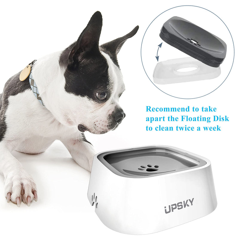 UPSKY Dog Bowl Dog Water Bowl No-Spill Pet Water Bowl Slow Water Feeder Dog Bowl No-Slip Pet Water Dispenser 35oz Feeder Bowl for Dogs and Cats grey - PawsPlanet Australia