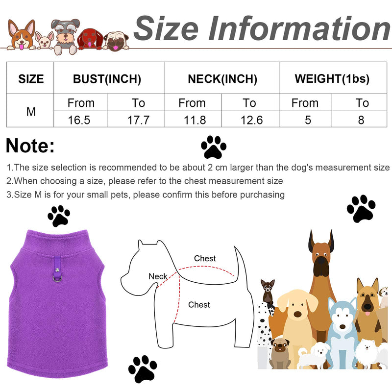 [Australia] - SATINIOR Dog Fleece Vest Dog Cold Weather Pullover Dog Cozy Jacket Winter Dog Clothes Pet Sweater Vest with Leash Ring for Small Dogs Medium 