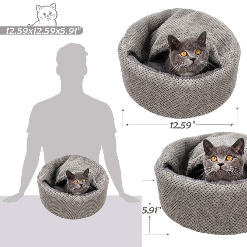 [Australia] - Winsterch Washable Warming Cat Bed House, Round Soft Cat Beds,Pet Sofa Kitten Bed, Small Cat Pet Beds 12.59 x 12.59 x 5.91 in 