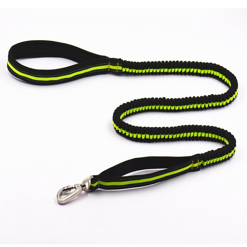 [Australia] - Anti-Shock Reflective Training Bungee Leash Elastic Dog Pet Lead Leash with Soft Padded Loop Handle Fluorescent green 